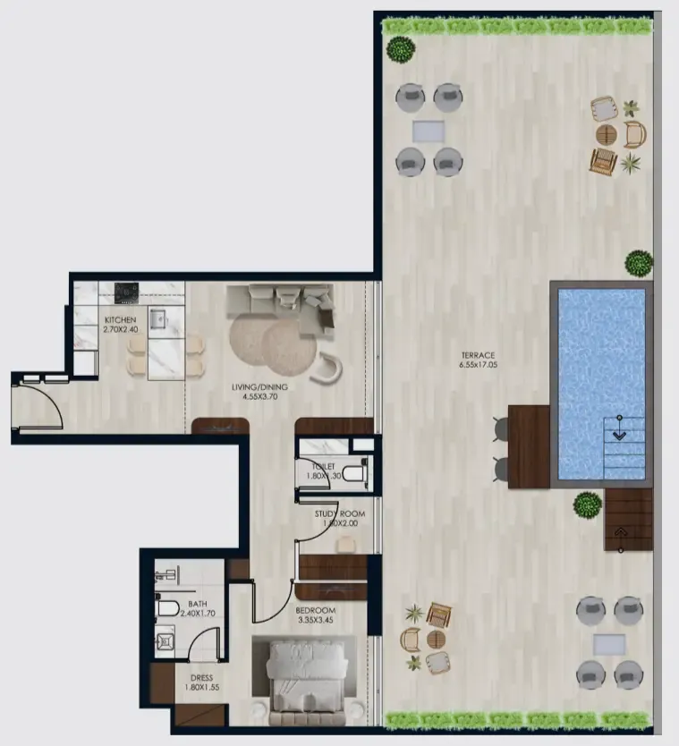 Coral by Vision 1 bed floor plan, 1,936 sqft