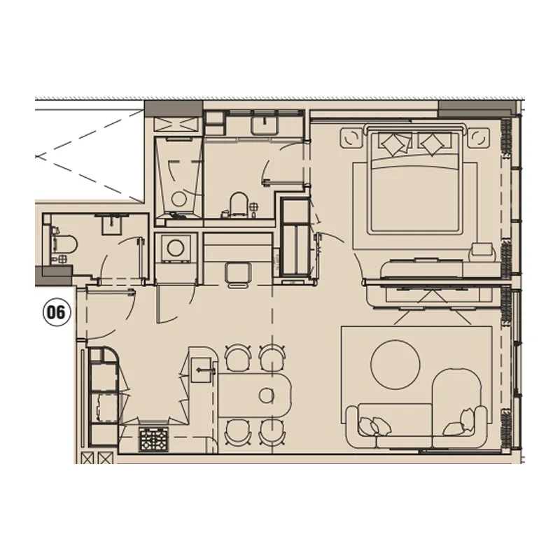 Pearl House IV 1 bed floor plan, 996 sqft