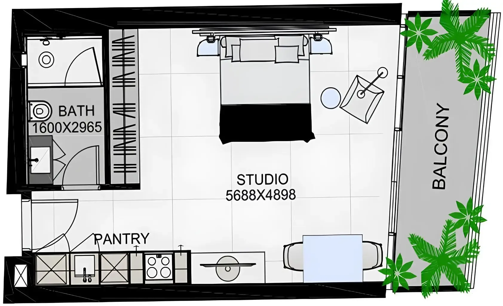 The Community Sports Arena Studio floor plan, 534 sqft