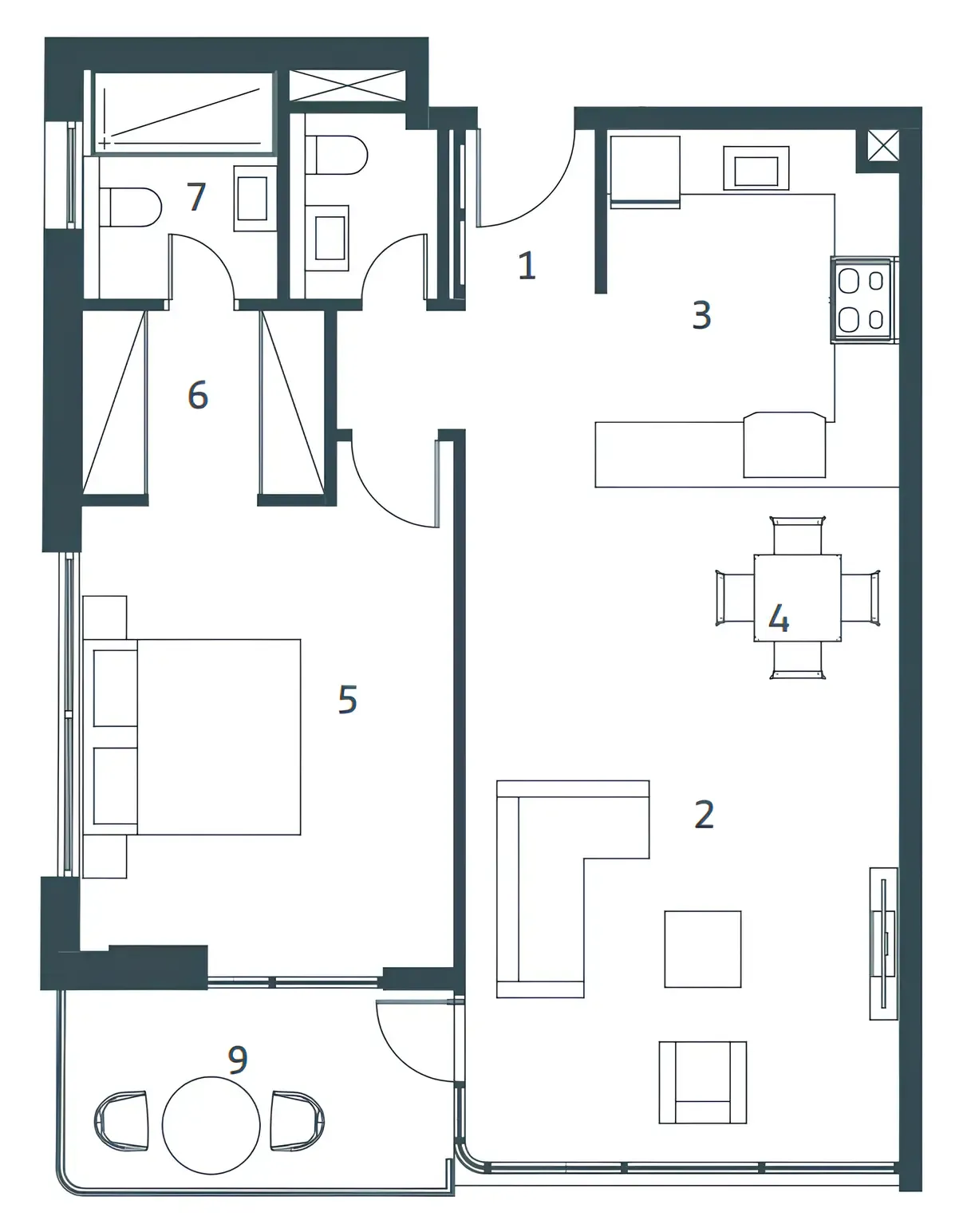 Whitestone Residences 1 bed floor plan, 832 sqft