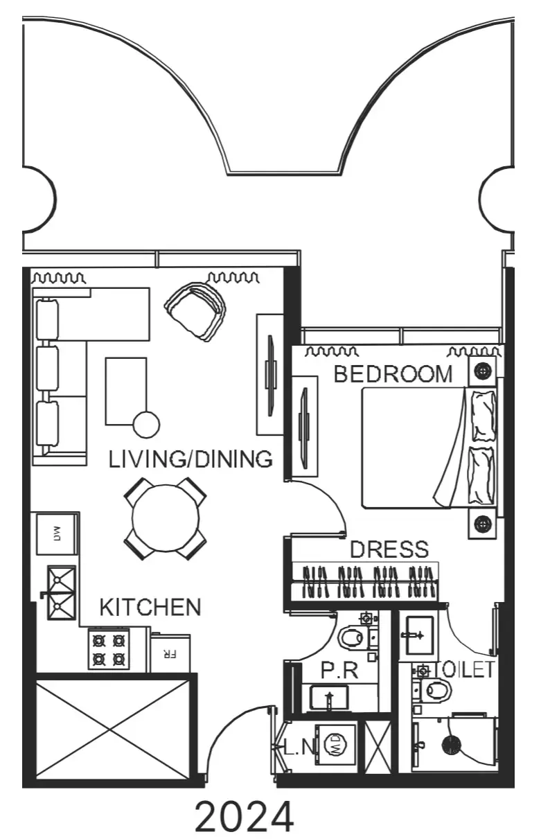 The WOW Tower 1 bed floor plan, 771 sqft