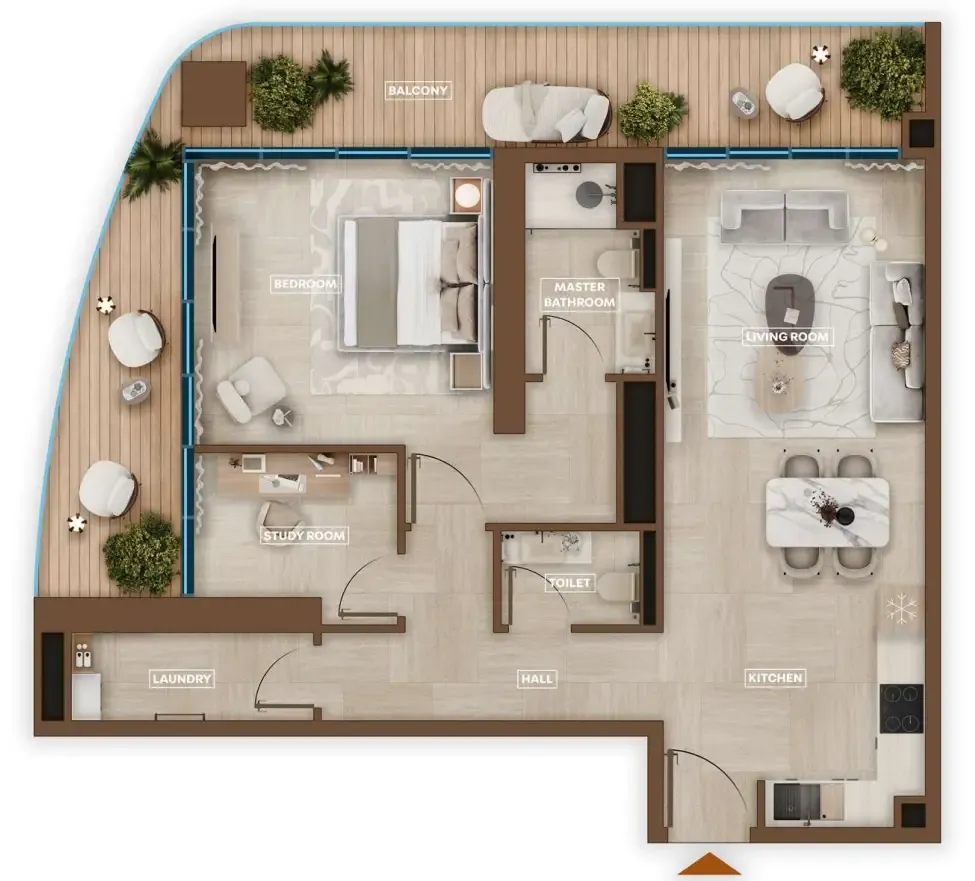 Sky Hills Astra 1 bed floor plan, 1,080 sqft