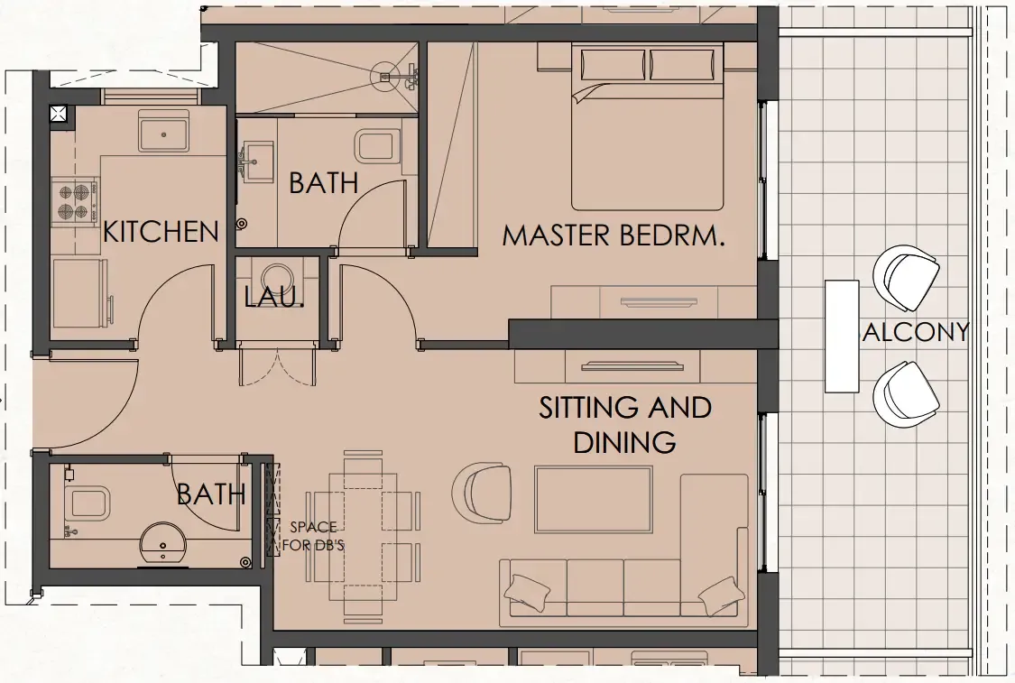 Living Legends Phase 5 1 bed floor plan, 864 sqft