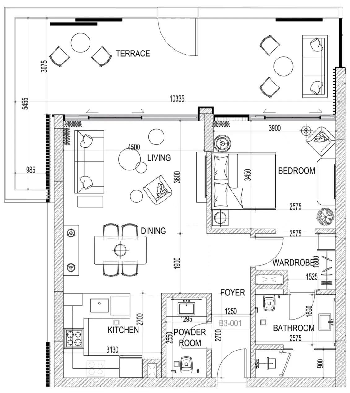 Naseem Al Jurf 1 bed floor plan, 1,141 sqft