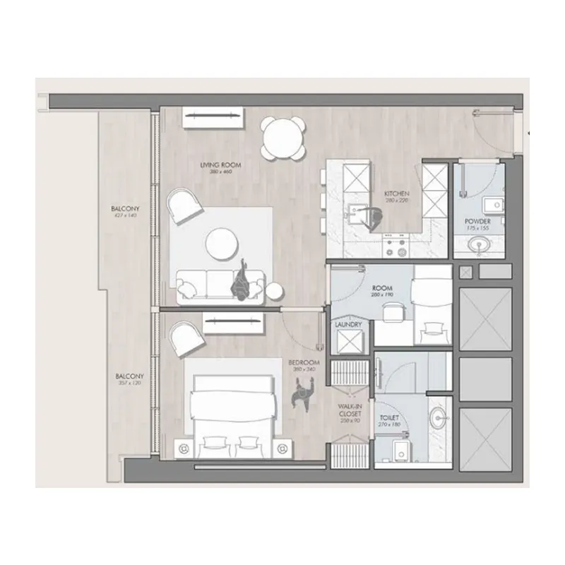 Avant Garde Residences 2 1 bed floor plan, 817 sqft