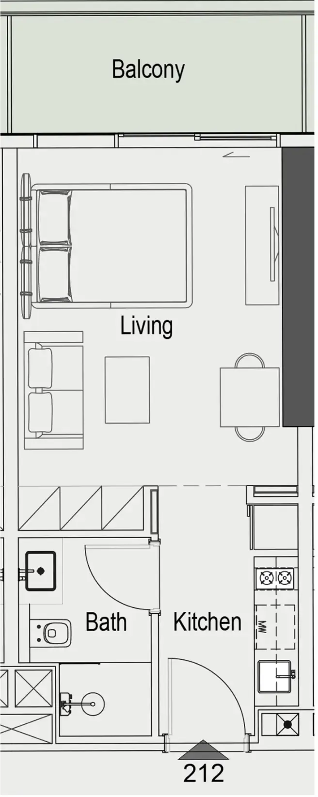 Sierra by Iman Studio floor plan, 417 sqft