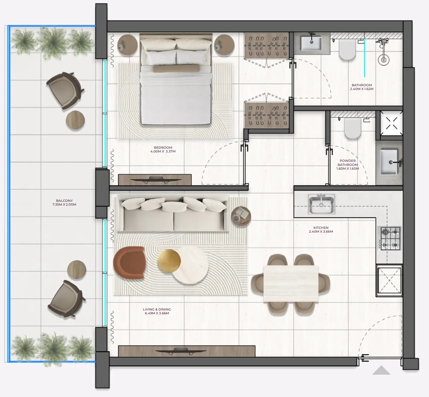 Derby Heights by AMIS 1 bed floor plan, 689 sqft