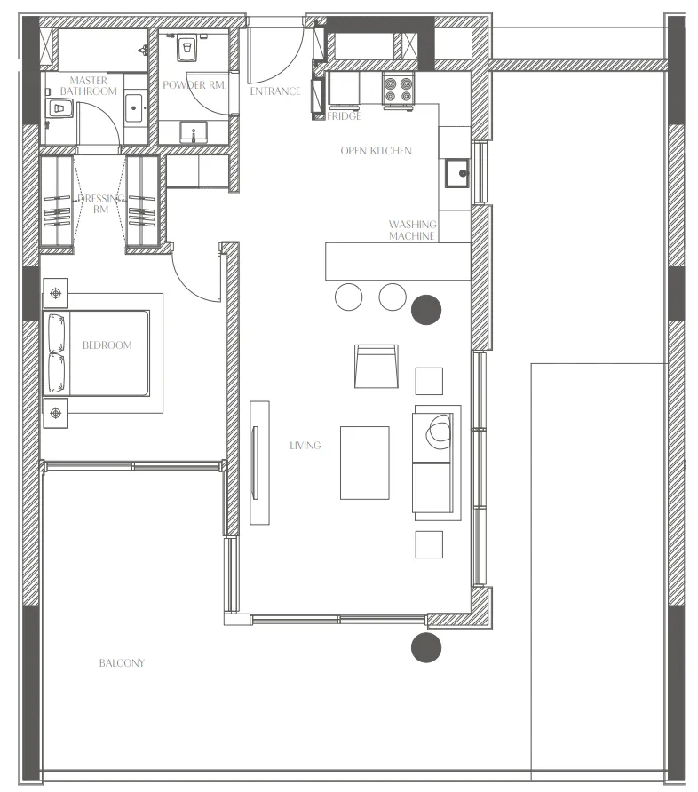 Creekside Residence 1 bed floor plan, 1,550 sqft