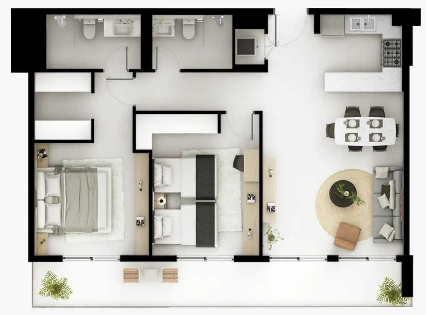 Viera Residences 2 bed floor plan, 1,152 sqft