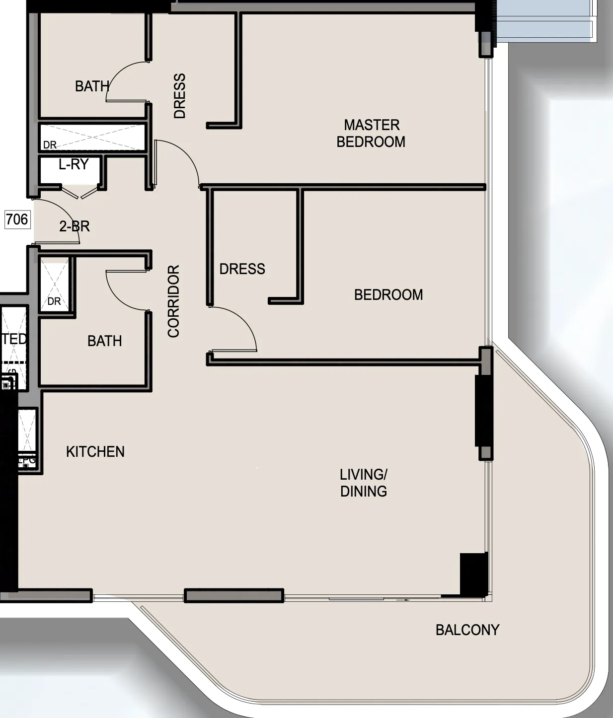 Edgewater Residences 1, 2 and 3 2 bed floor plan, 1,550 sqft