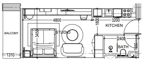 Al Haseen Residences 6 Studio floor plan, 393 sqft