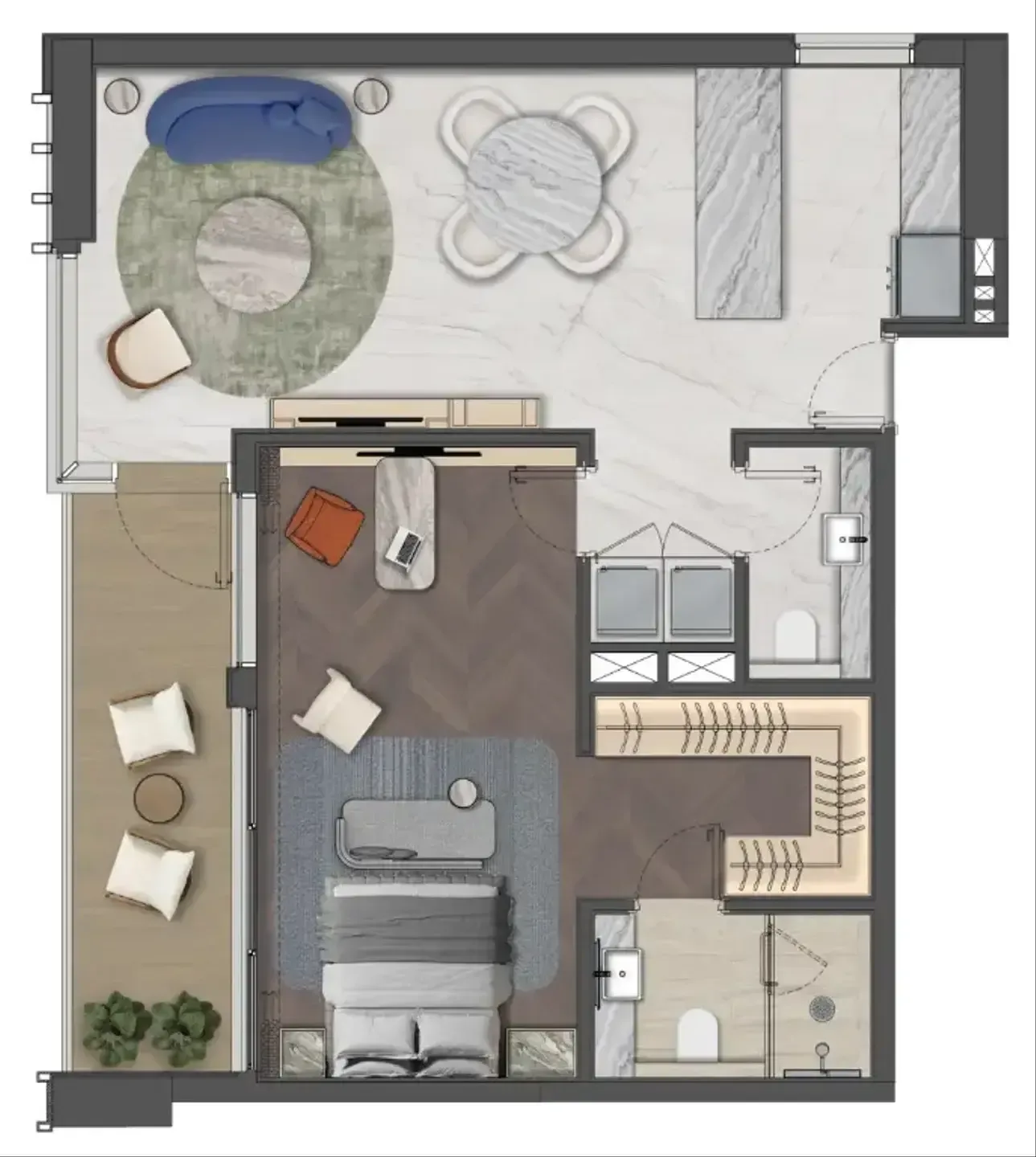 Mas Barsha Residency 1 bed floor plan, 949 sqft