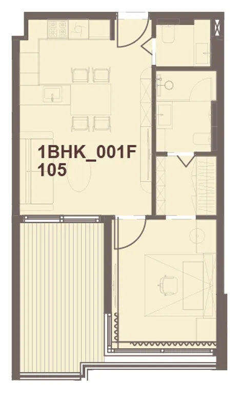 J-Haus Residence 1 bed floor plan, 666 sqft