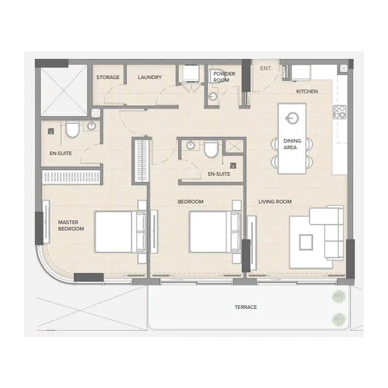 Arka Enclave Residences by Atmosphere Living 2 bed floor plan, 1,186 sqft