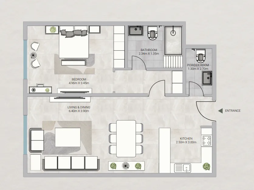 Sky Gardens Tower 1 bed floor plan, 1,082 sqft