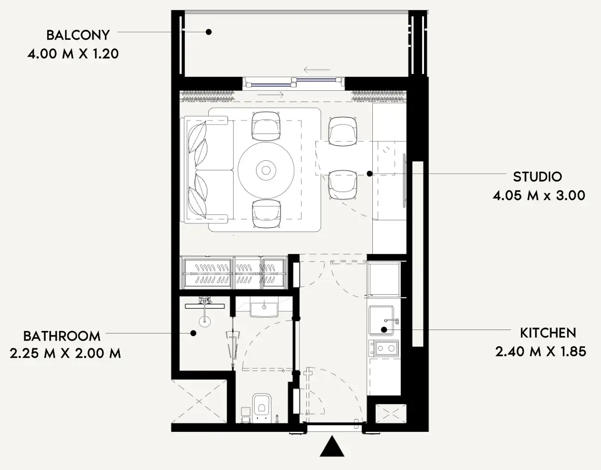 Azizi Lina Studio floor plan, 335 sqft