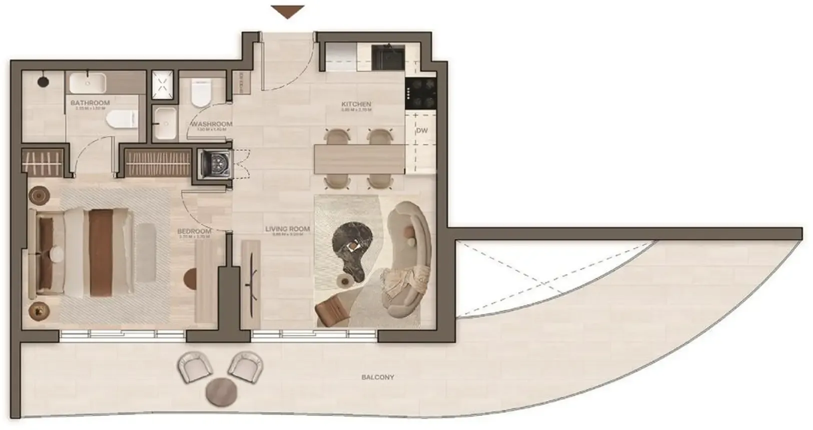 Stax 1 bed floor plan, 759 – 764 sqft