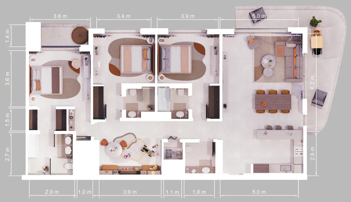 Verdes by Haven 3 bed floor plan, 1,898 sqft
