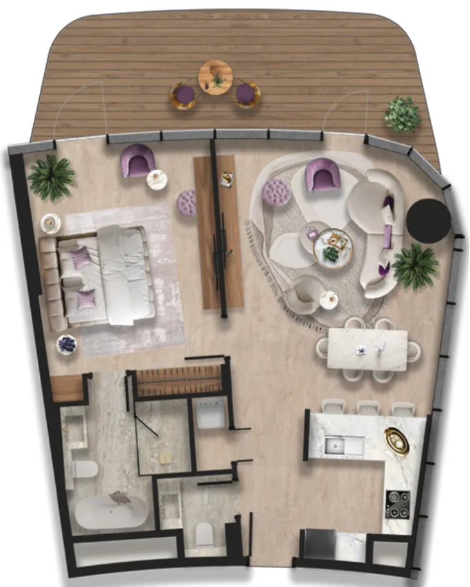 Taj Wellington Mews 1 bed floor plan, 1,140 – 1,210 sqft