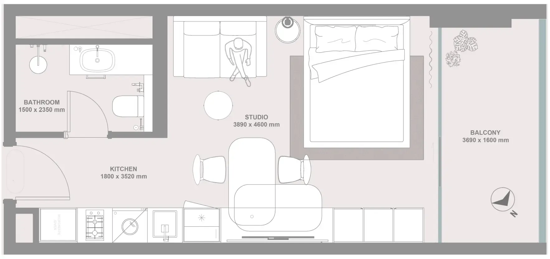 Linea by Holm Studio floor plan, 545 – 546 sqft