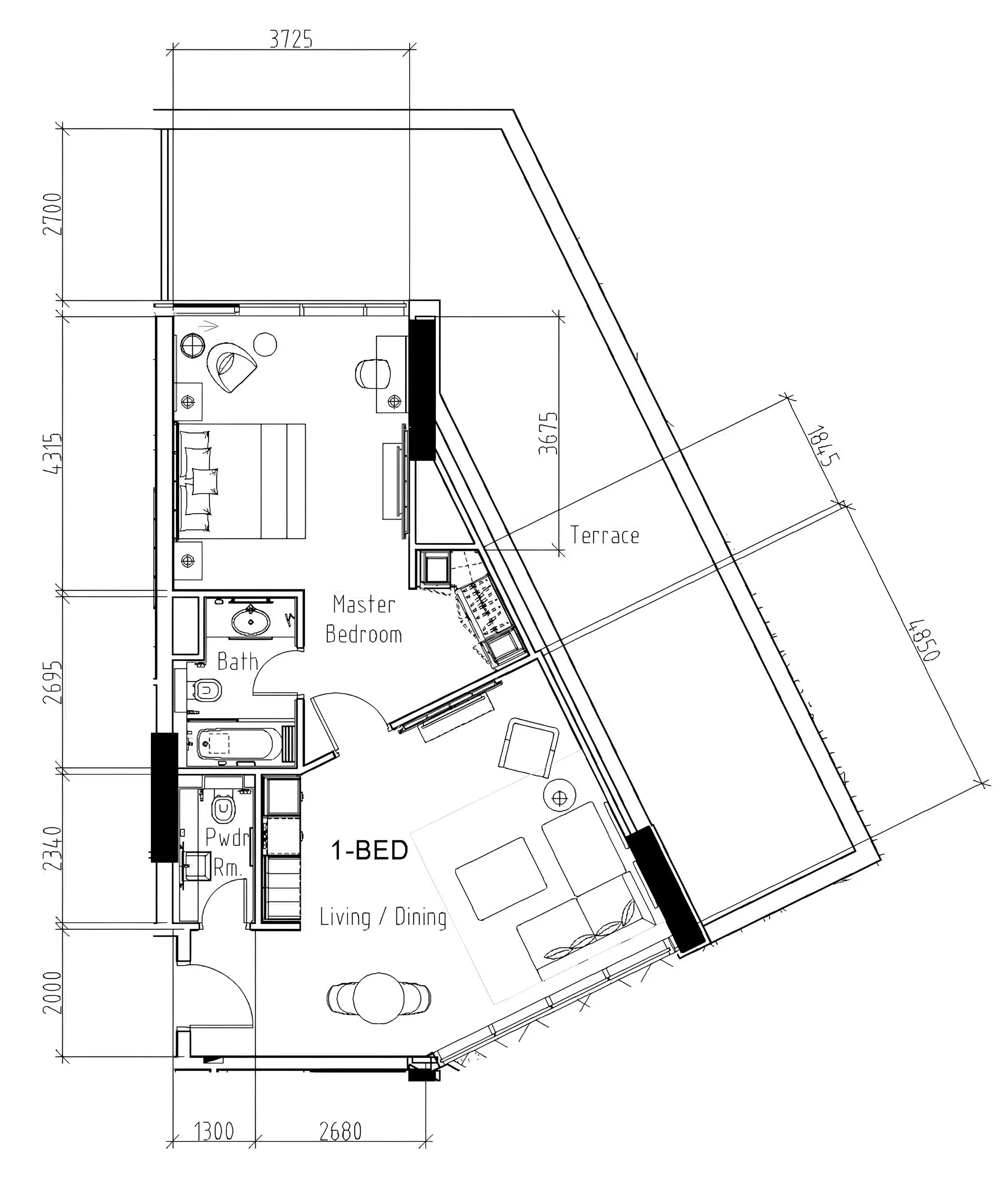 Damac Hills - Artesia 1 bed floor plan, 1,131 sqft