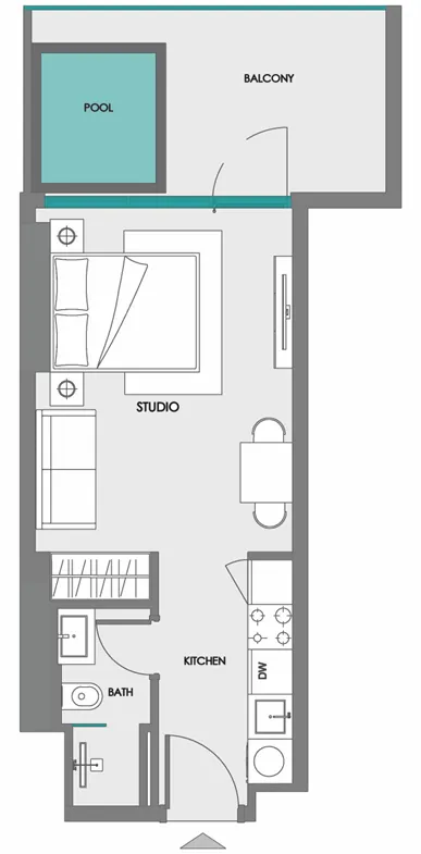 Samana Boulevard Heights Studio floor plan, 452 – 457 sqft