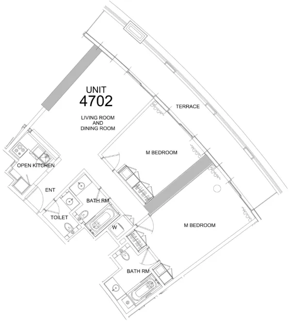 Damac Towers by Paramount 2 bed floor plan, 1,407 sqft