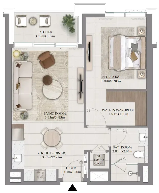 Terra Woods 1 bed floor plan, 761 sqft