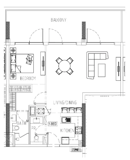 Damac Riverside Views 1 bed floor plan, 1,049 sqft