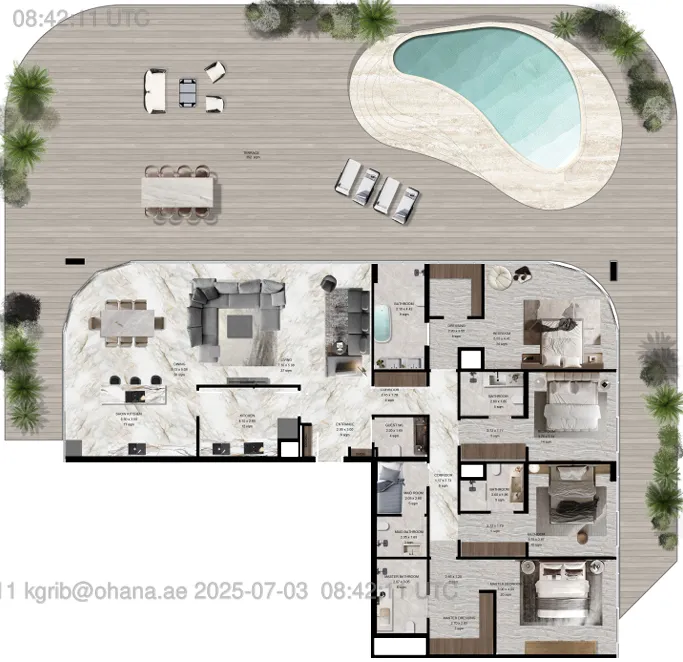 Jacob and Co Beachfront Living 4 bed floor plan, 6,738 sqft