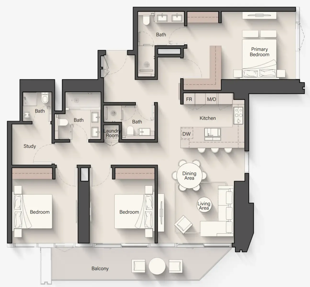 Eltiera Views 3 bed floor plan, 1,672 sqft