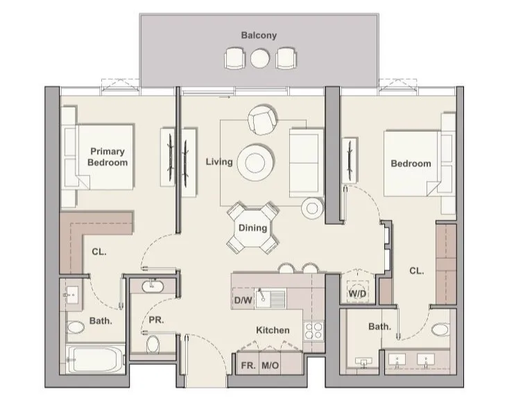 Soto Grande 2 bed floor plan, 1,110 sqft