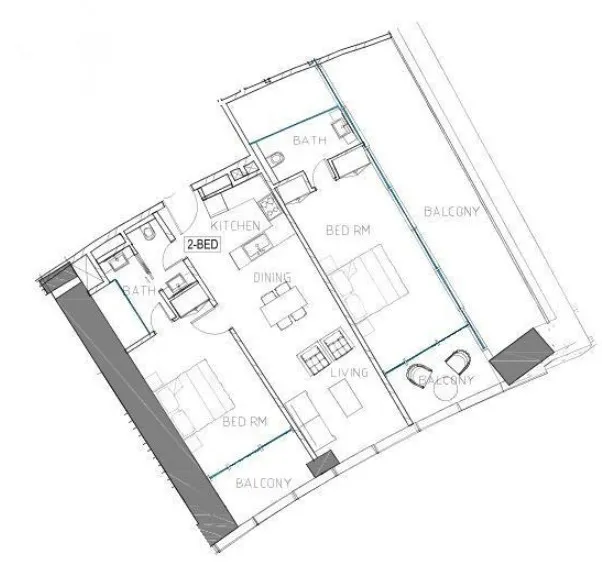 Safa Two de Grisogono 2 bed floor plan, 1,566 sqft