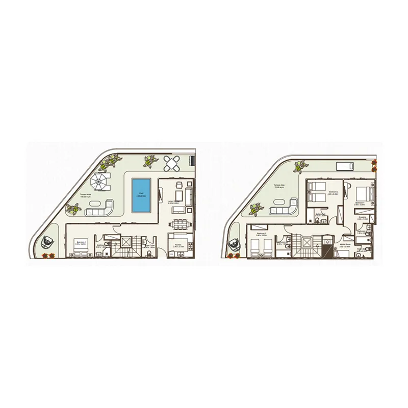 Bab Al Qasr Sea View Residence 51 4 bed floor plan, 3,401 sqft