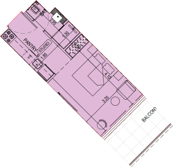 Binghatti Sky Terraces Studio floor plan, 388 – 467 sqft