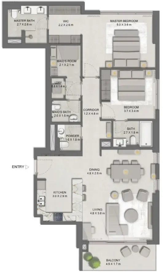Ghaf Woods Distrikt 2 bed floor plan, 1,451 sqft