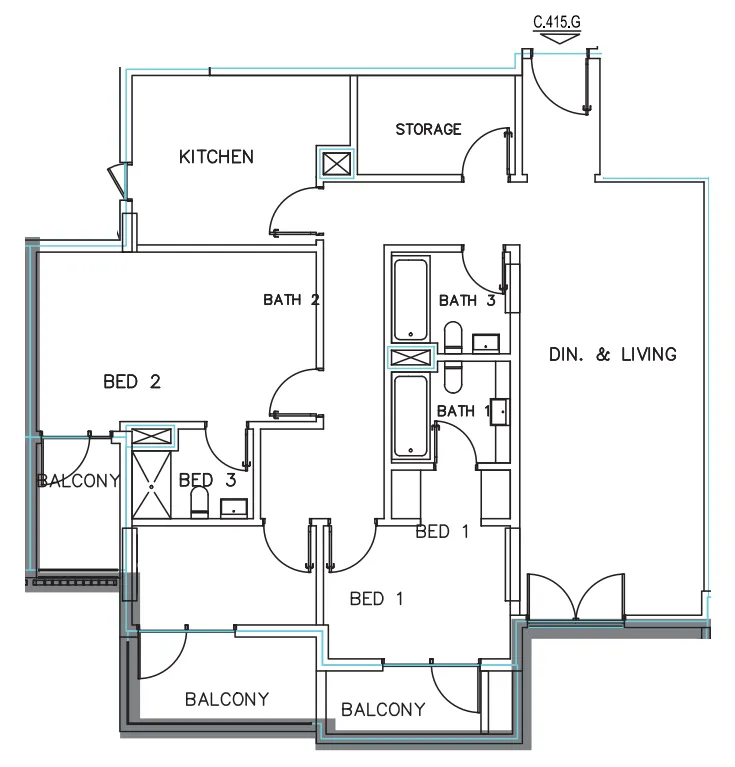 Janayen Avenue 3 bed floor plan, 1,755 sqft
