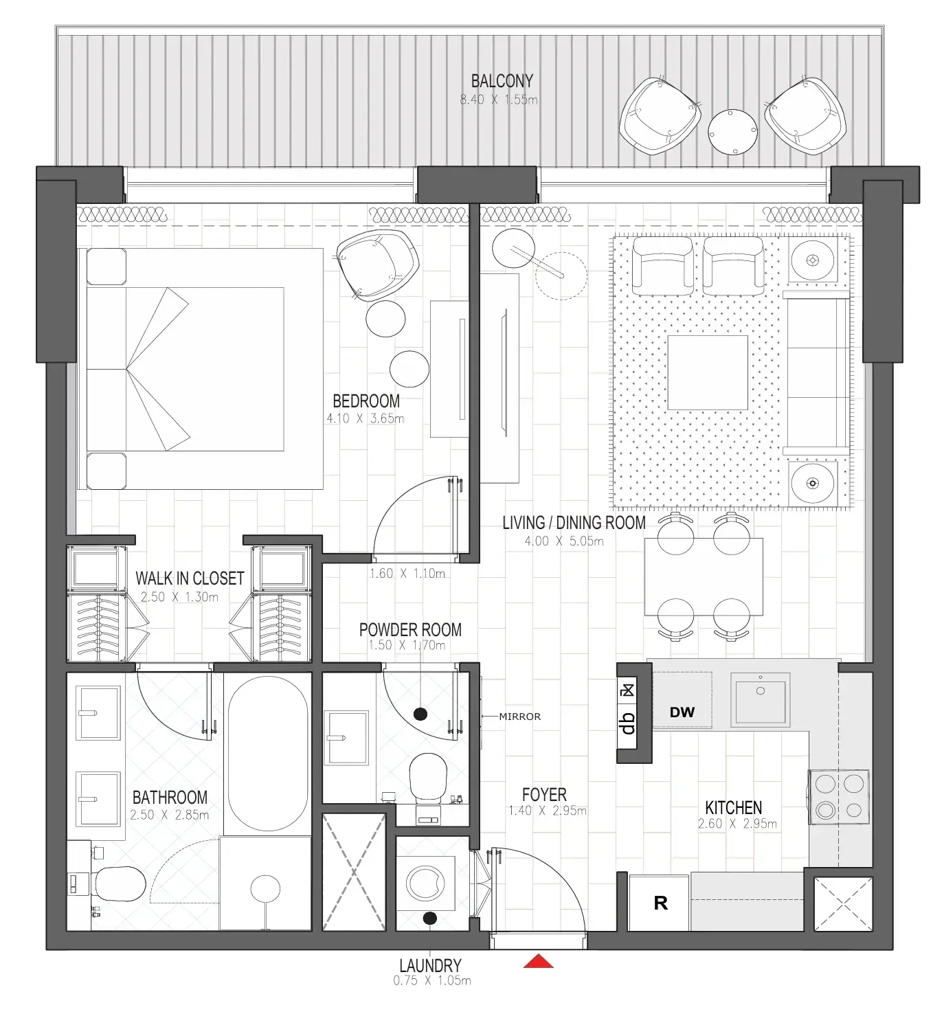 Palace Residences Al Mamsha 1 bed floor plan, 894 sqft