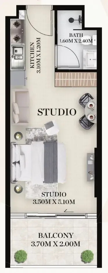 Chapter 01 by Newbury Studio floor plan, 409 sqft