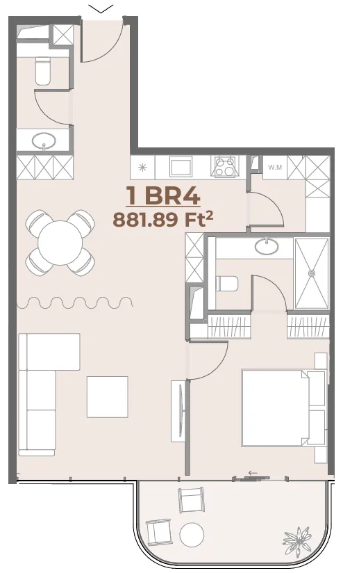 House of WELL 1 bed floor plan, 879 sqft