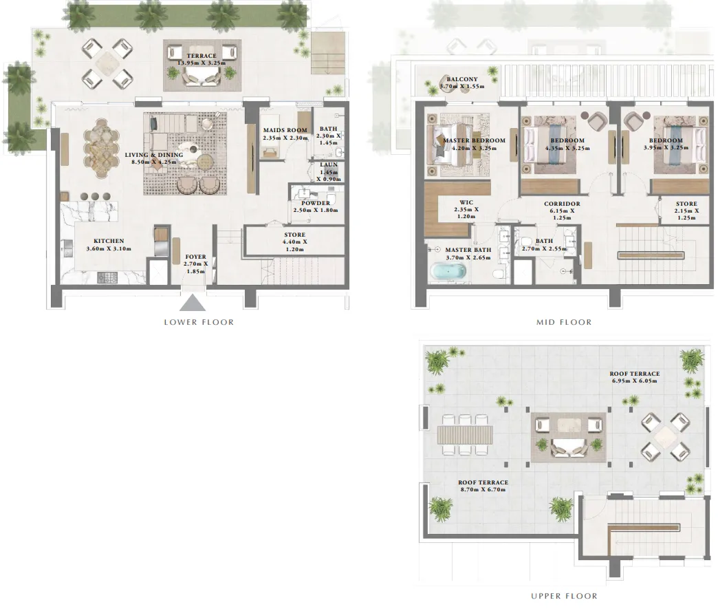 Albero 3 bed floor plan, 4,166 sqft