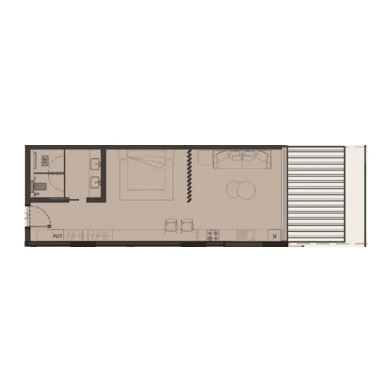 Omoria Private Residences Studio floor plan, 637 sqft