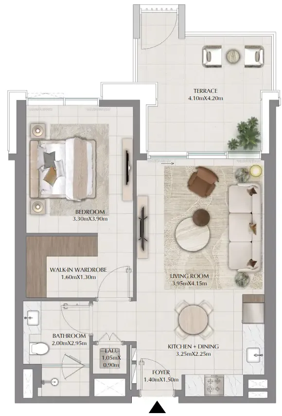 Terra Woods 1 bed floor plan, 842 sqft