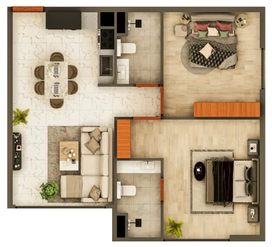 Views VII by Golden Woods 2 bed floor plan, 970 sqft