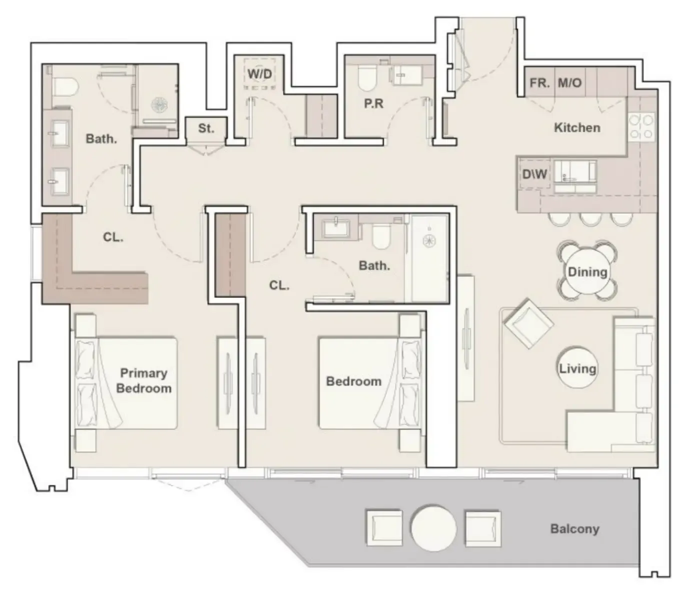 Eltiera Views 2 bed floor plan, 1,259 sqft