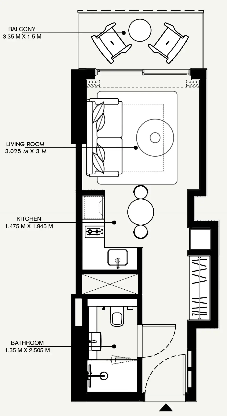 Azizi Venice Studio floor plan, 363 sqft