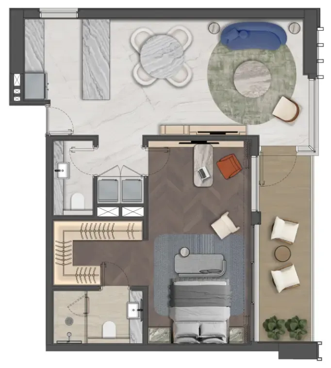 Mas Barsha Residency 1 bed floor plan, 948 sqft
