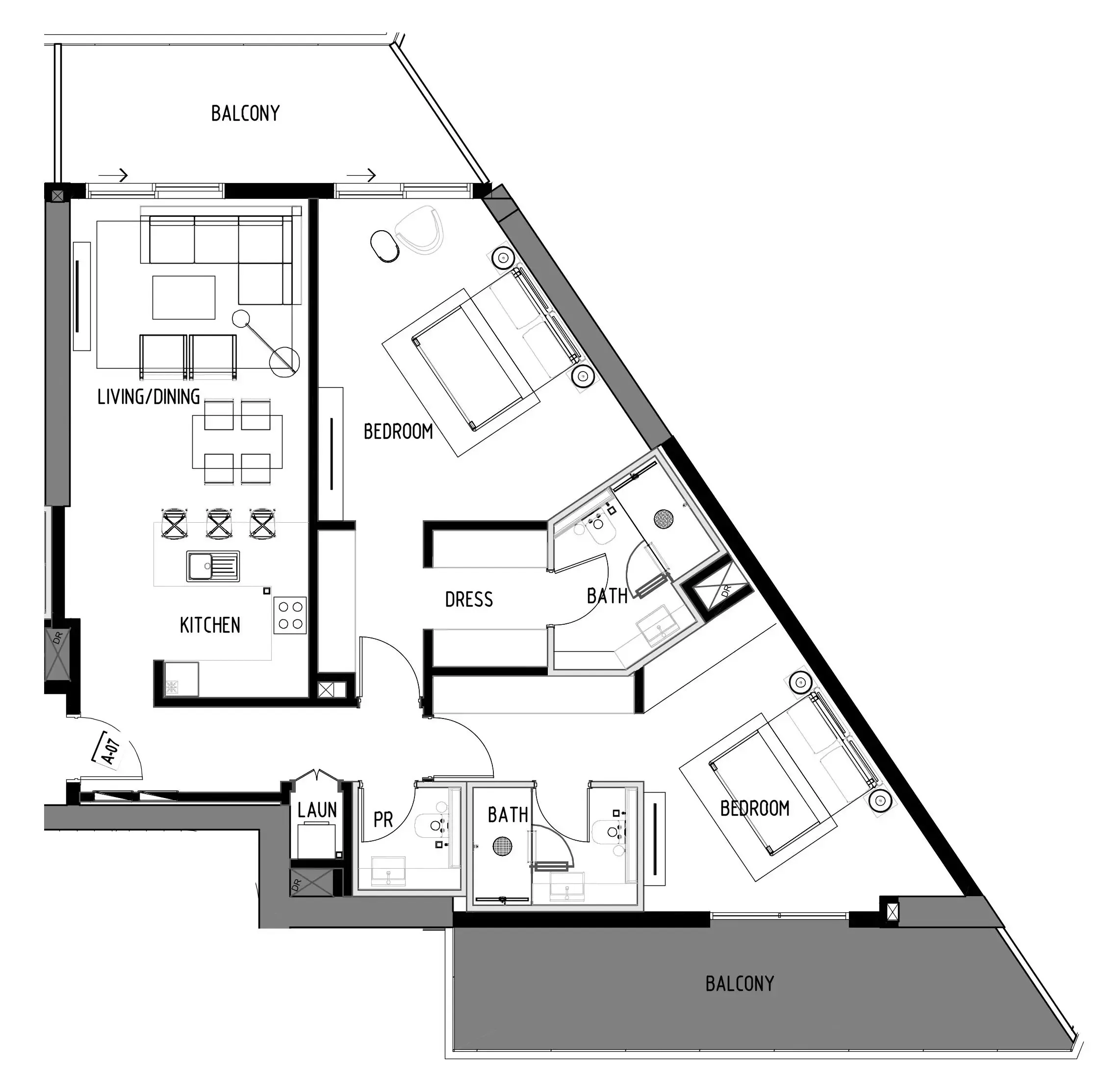 Chelsea Residences 2 bed floor plan, 1,670 sqft
