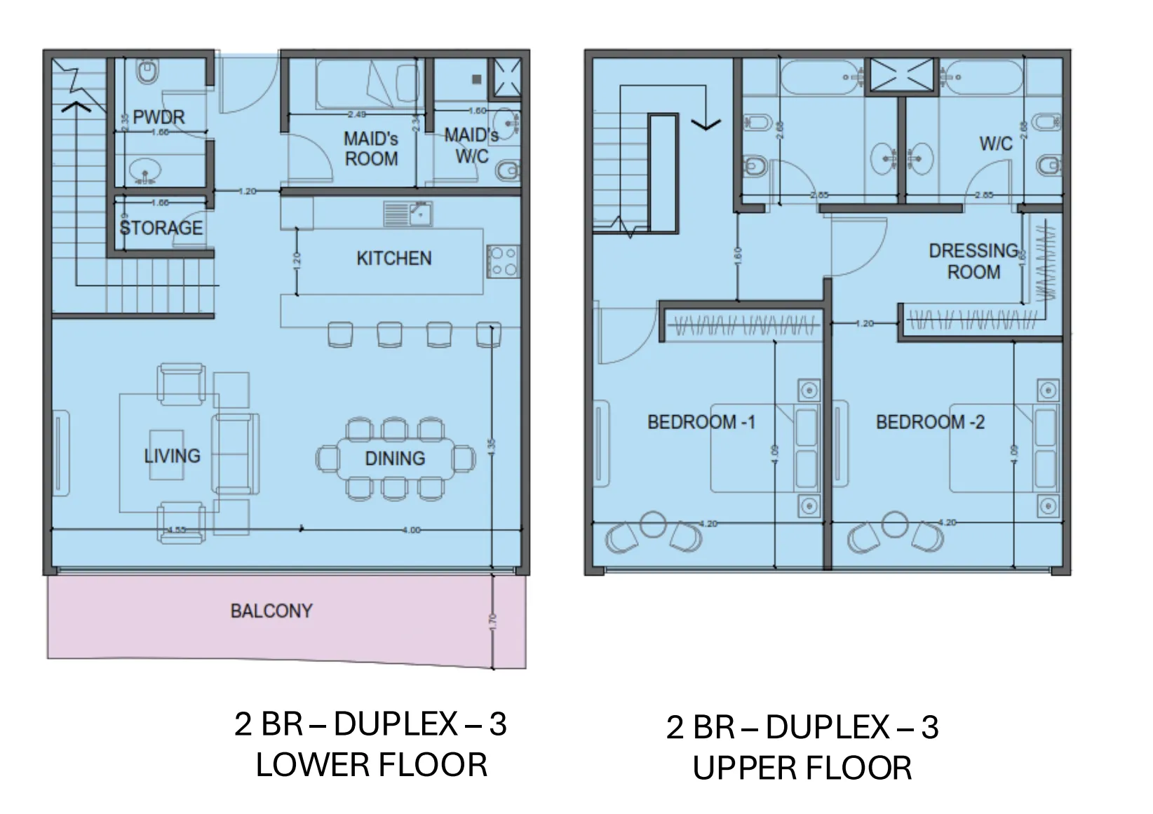 One Residence Al Reem Island 2 bed floor plan, 1,907 sqft