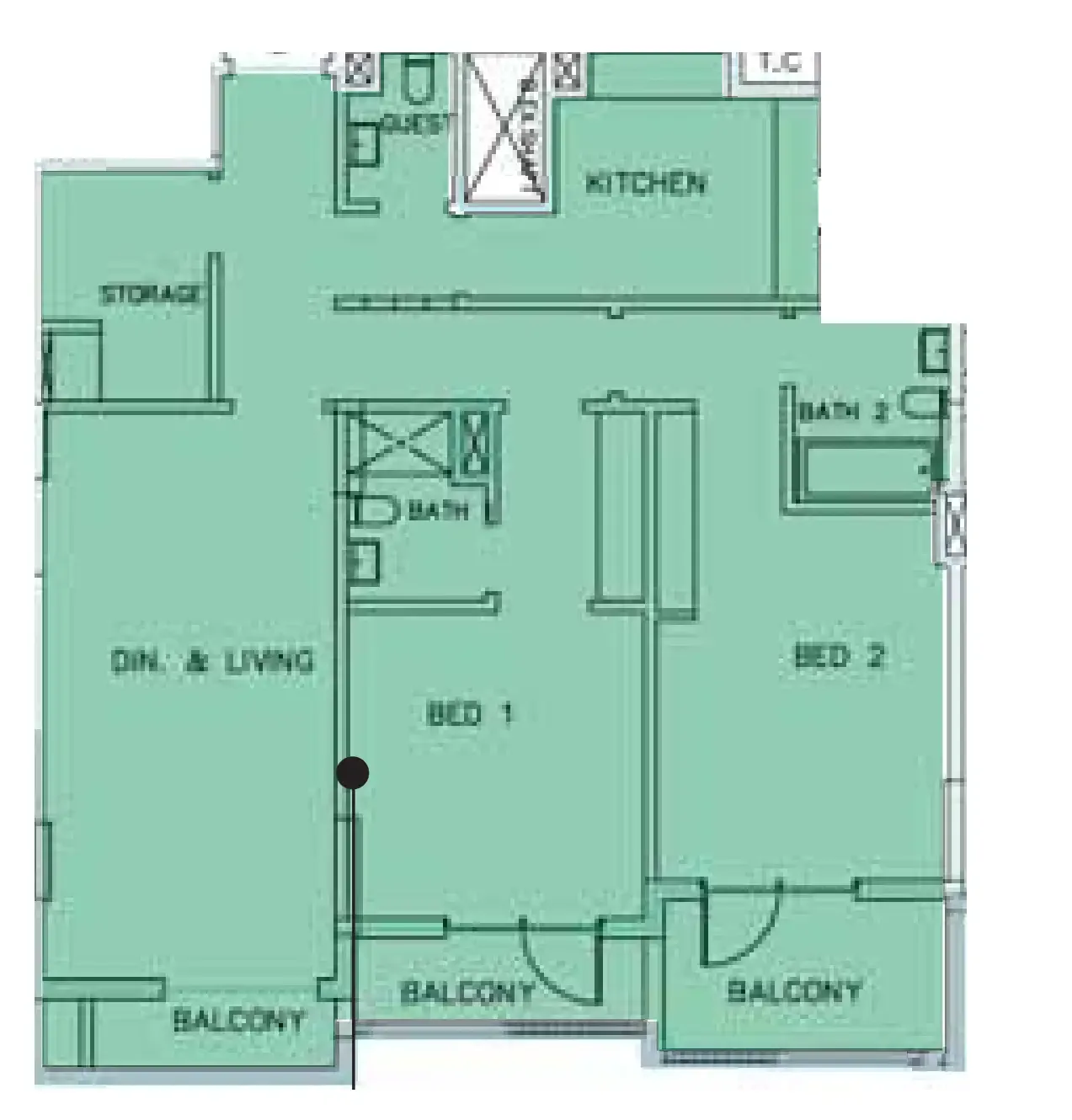 Janayen Avenue 2 bed floor plan, 1,554 sqft